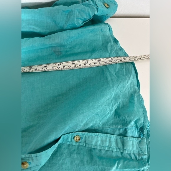 LAUREN Ralph Lauren Cotton Silk Blend Button Up Womens Size XS Blue Shirt Top - Picture 12 of 14